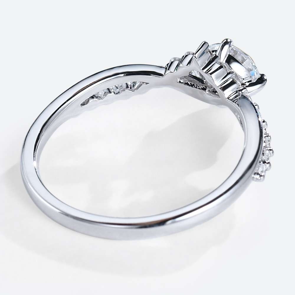 0.5ct Round Cut Moissanite Claw Engagement Rings White Gold Vintage Bridal Ring