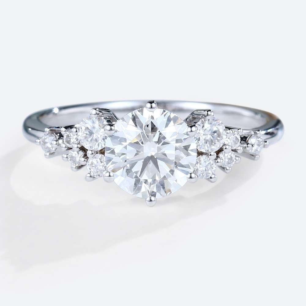 Vintage Moissanite Engagement Rings 10kt White Gold Ring