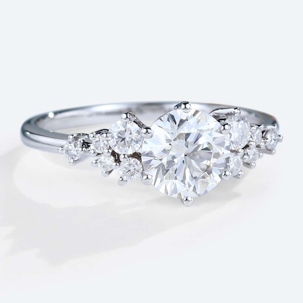 Vintage Moissanite Engagement Rings 10kt White Gold Ring