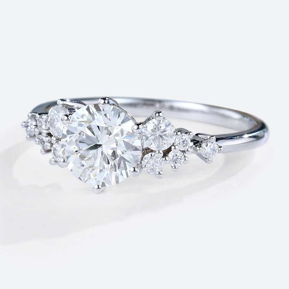 Vintage Moissanite Engagement Rings 10kt White Gold Ring