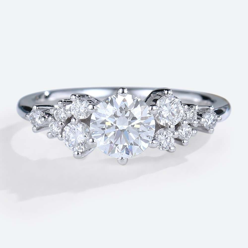 Moissanite Cluster Ring White Gold Engagement Ring for Women