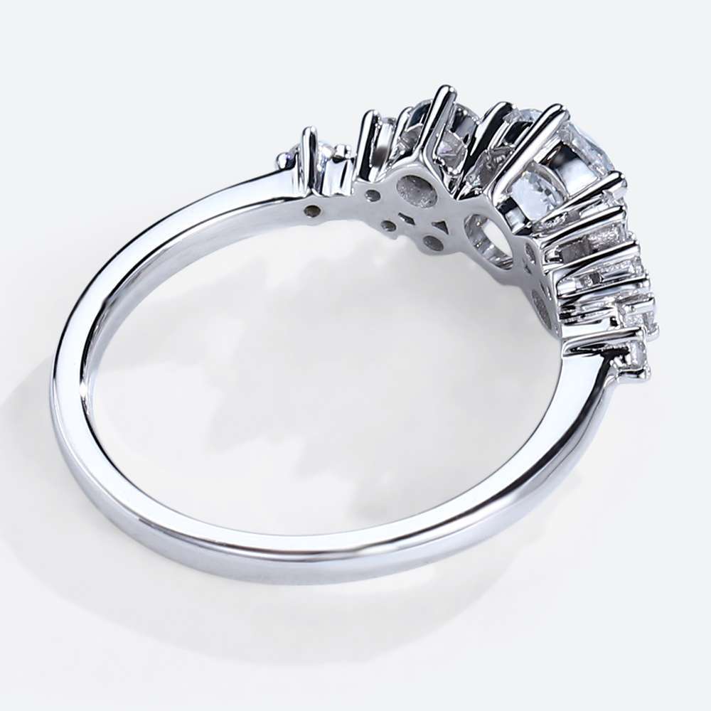 Moissanite Cluster Ring White Gold Engagement Ring for Women