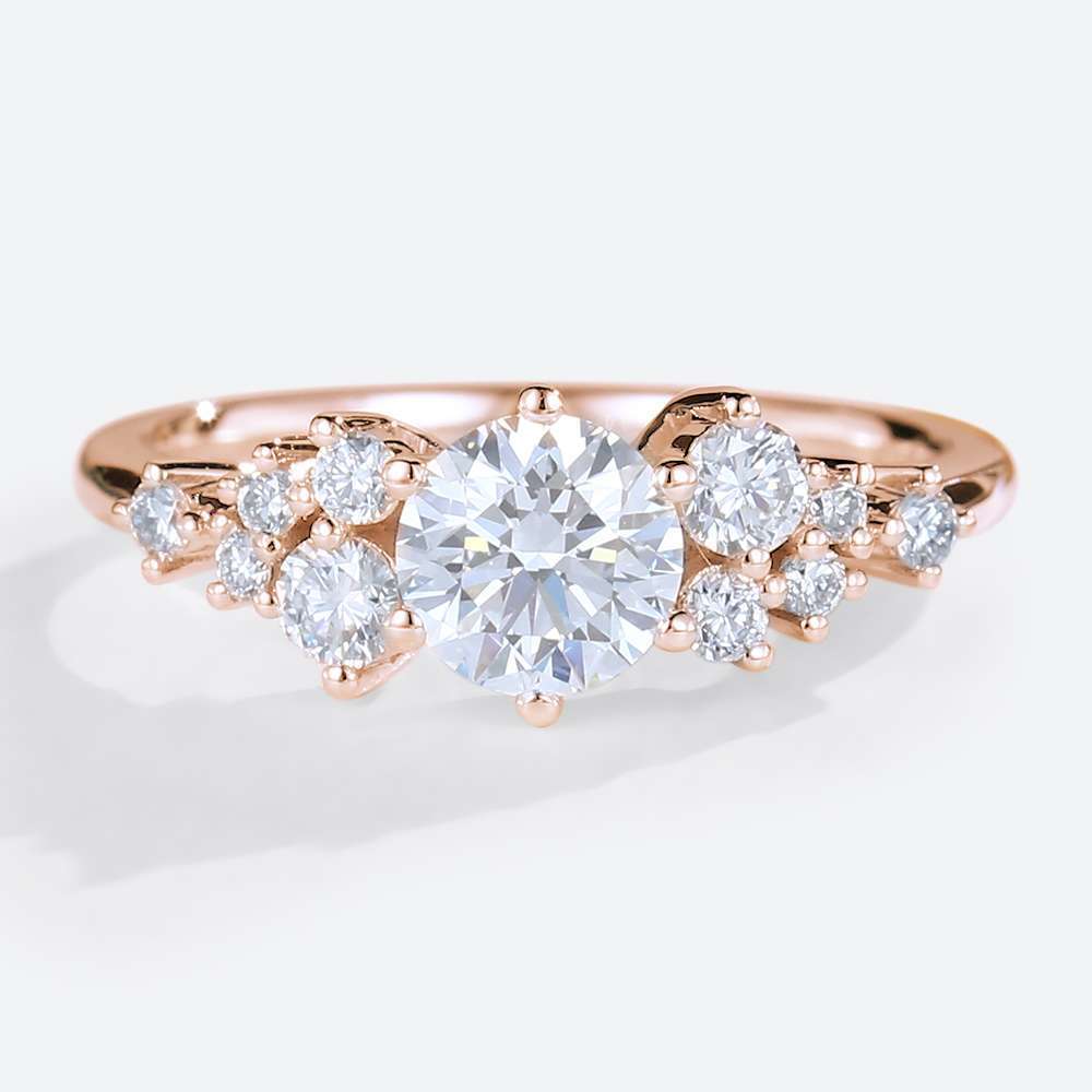 Moissanite Cluster Ring White Gold Engagement Ring for Women