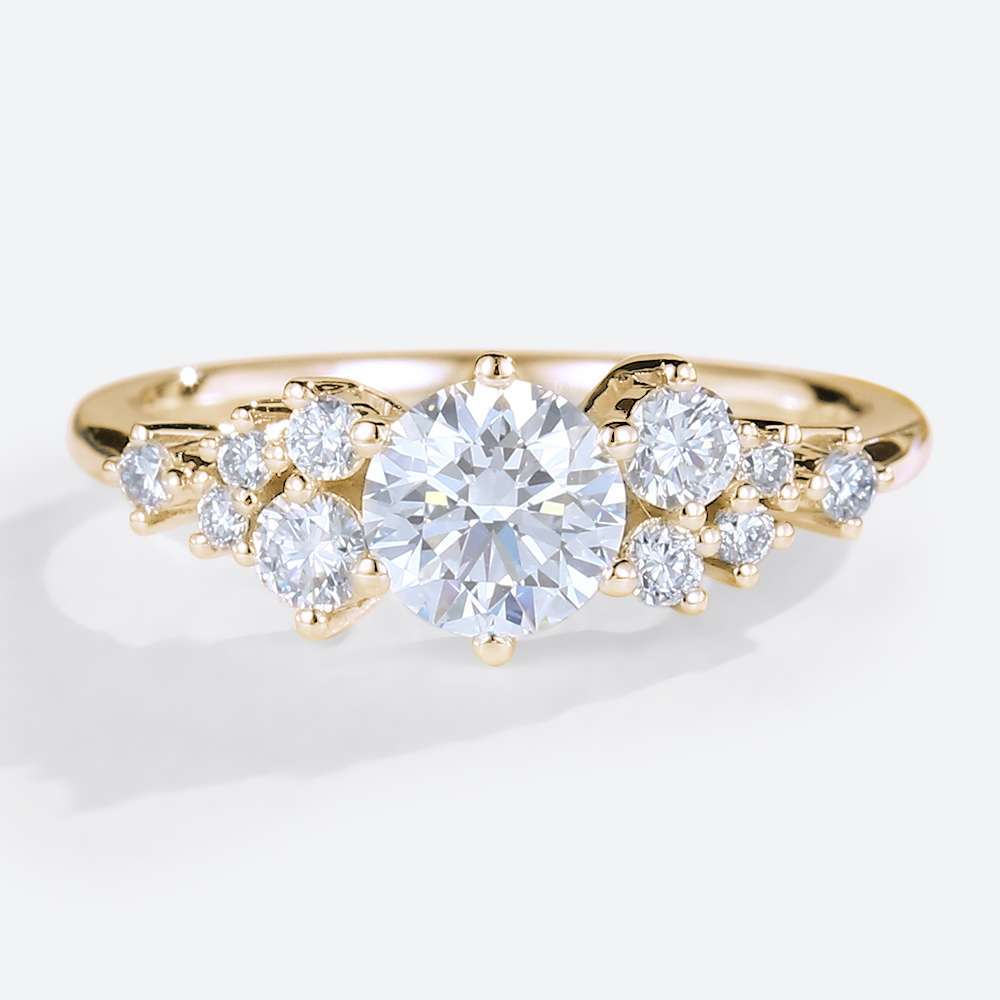 Moissanite Cluster Ring White Gold Engagement Ring for Women