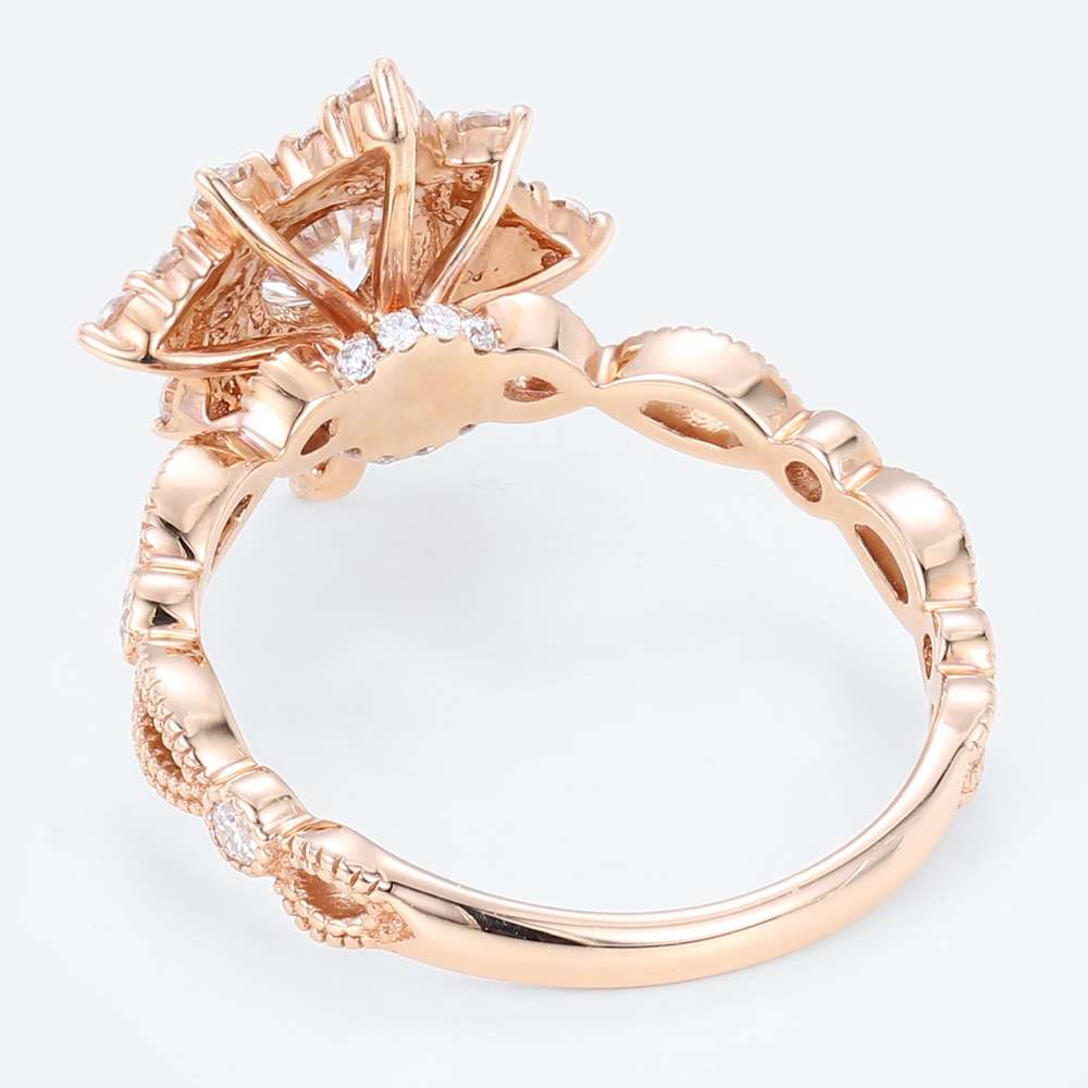 Moissanite Ring Rose Gold Women's Engagement Rings Vintage