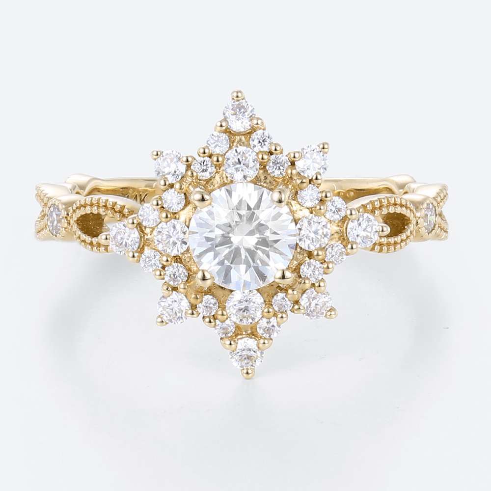 Moissanite Ring Rose Gold Women's Engagement Rings Vintage