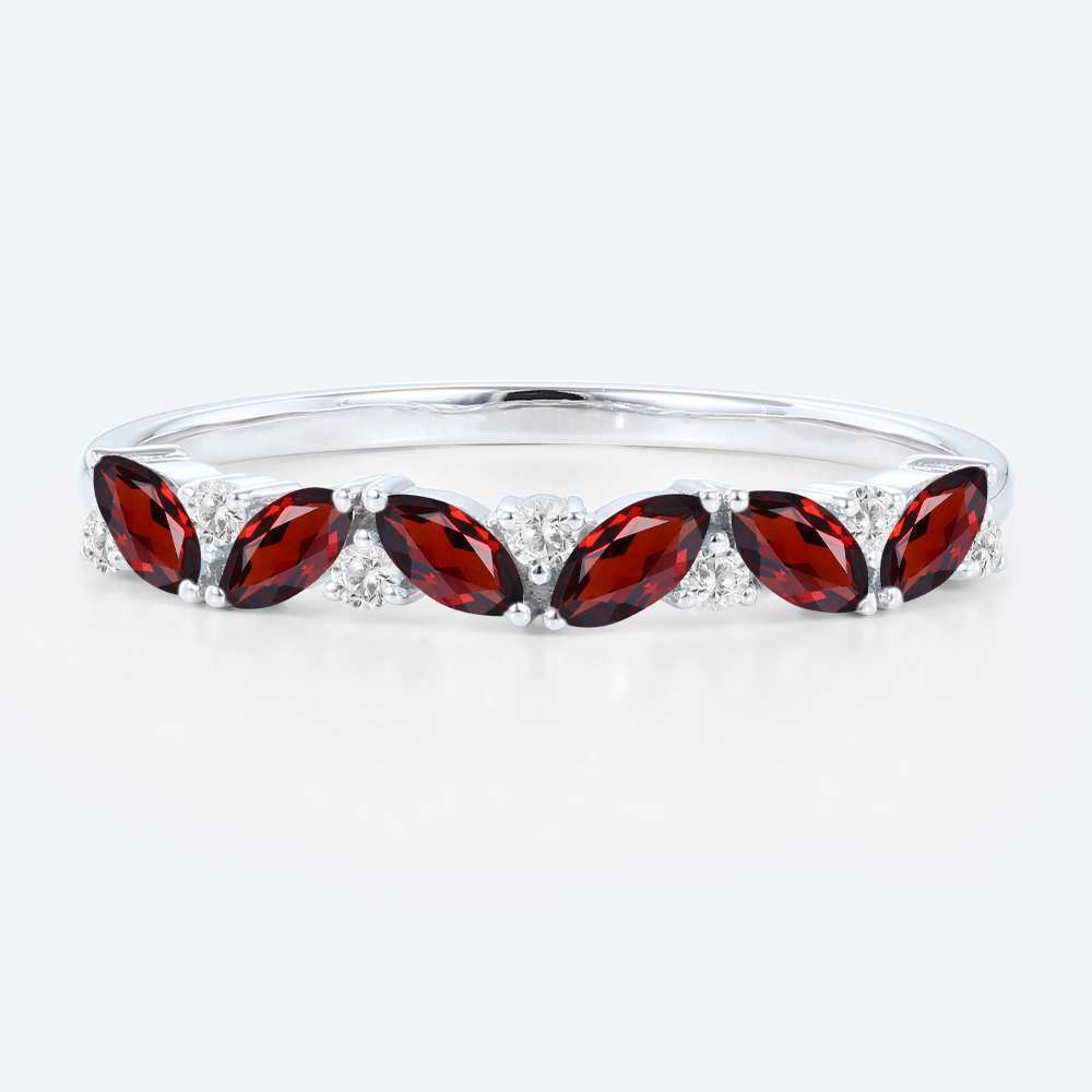 Birthstone Stack Rings Unique 14k White Gold Engagement Ring