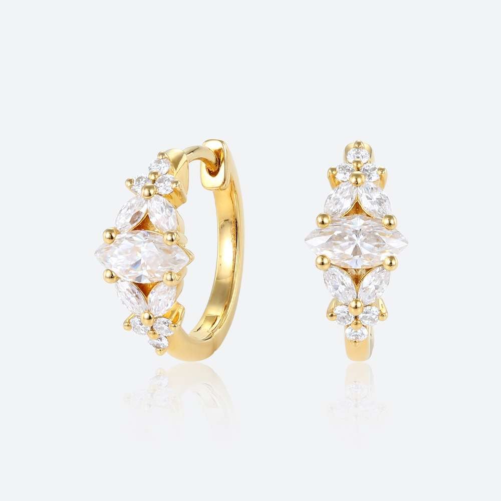 Lab Diamond Hoop Earrings​ Marquise Cut Diamond Floral Earrings