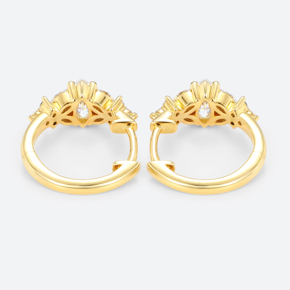 Lab Diamond Hoop Earrings​ Marquise Cut Diamond Floral Earrings