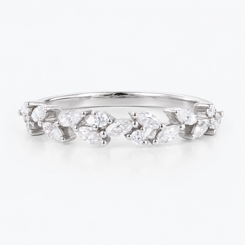 0.39ctw Marquise and Round Cut Lab Grown Diamond Intertwined Mixed-Cut Wedding Band in Rose Gold