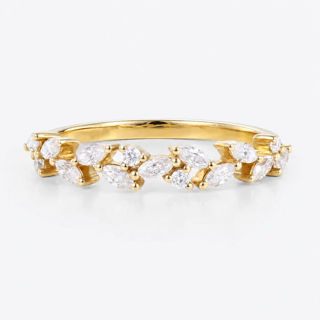 0.39ctw Marquise and Round Cut Lab Grown Diamond Intertwined Mixed-Cut Wedding Band in Rose Gold