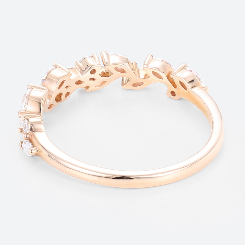 Ladies Gold Wedding Band Lab Grown Marquise Diamond Ring
