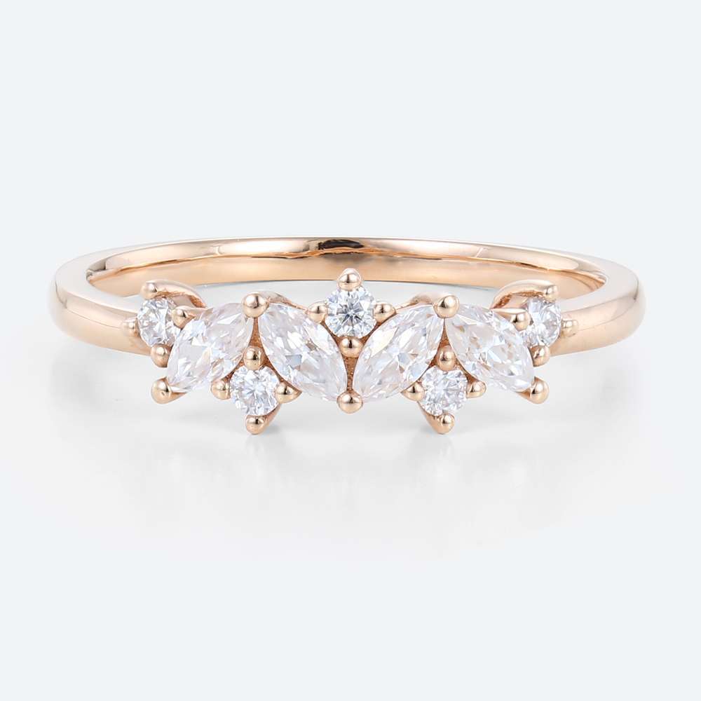 Stacked Ring 14kt Rose Gold Rings Lab Grown Marquise Diamond Ring
