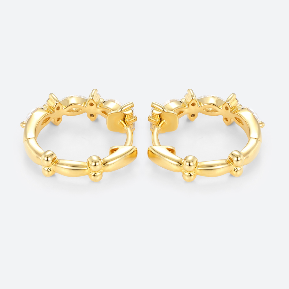 Round &amp; Marquise Cut Lab Diamond Floral Hoop Earrings Modern Glamour Earrings (5)