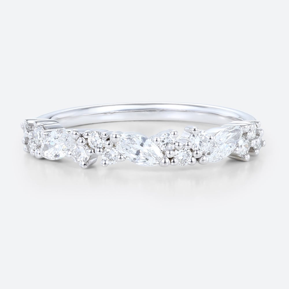 Round &amp; Marquise Cut Lab Grown Diamond Delicate Rings Straight Wedding Band (1)