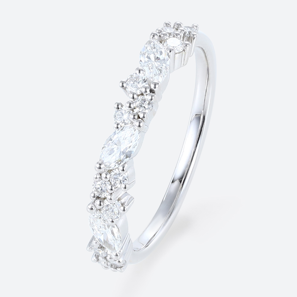 Round &amp; Marquise Cut Lab Grown Diamond Delicate Rings Straight Wedding Band (3)