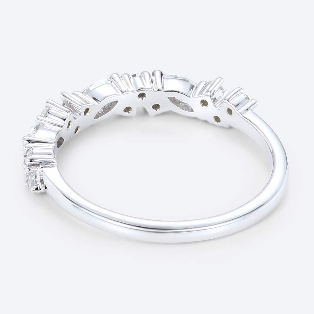 Round &amp; Marquise Cut Lab Grown Diamond Delicate Rings Straight Wedding Band (4)