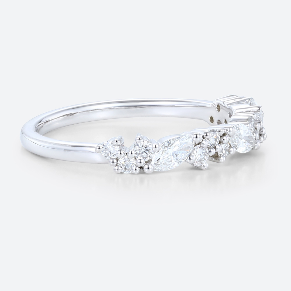 Round &amp; Marquise Cut Lab Grown Diamond Delicate Rings Straight Wedding Band (5)