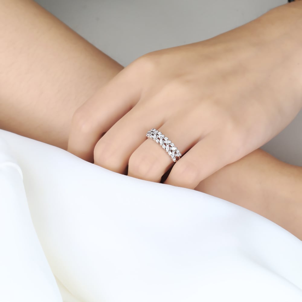 White Gold Wedding Rings for Women Lab Diamond Promise Rings