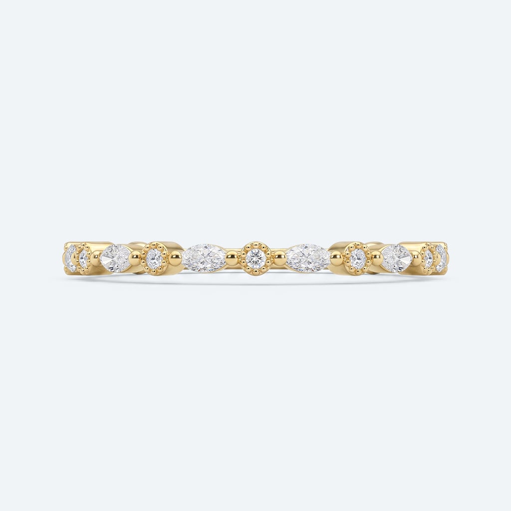 Vintage Lab Diamond Wedding Band Milgrain Stacking Rings