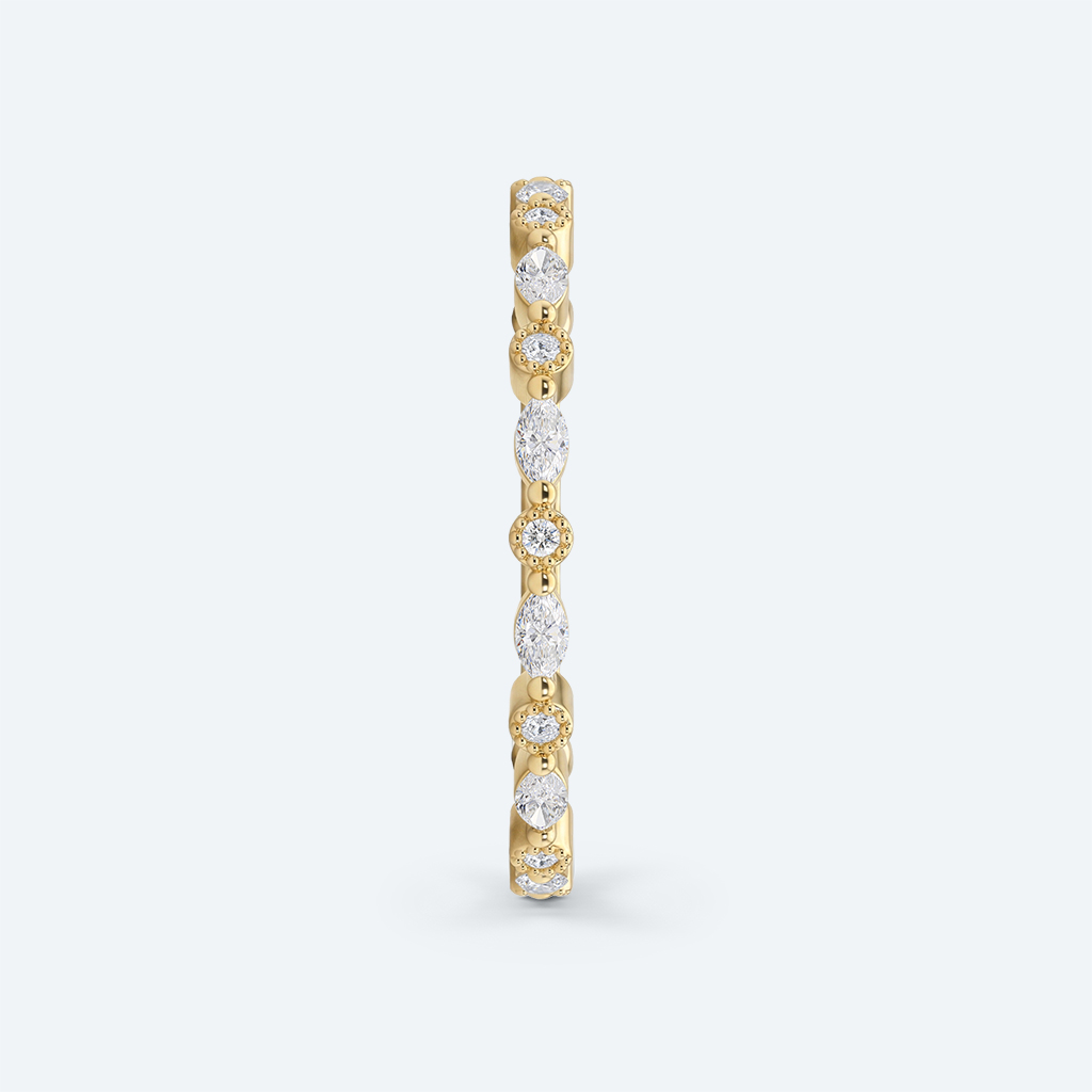 Vintage Lab Diamond Wedding Band Milgrain Stacking Rings