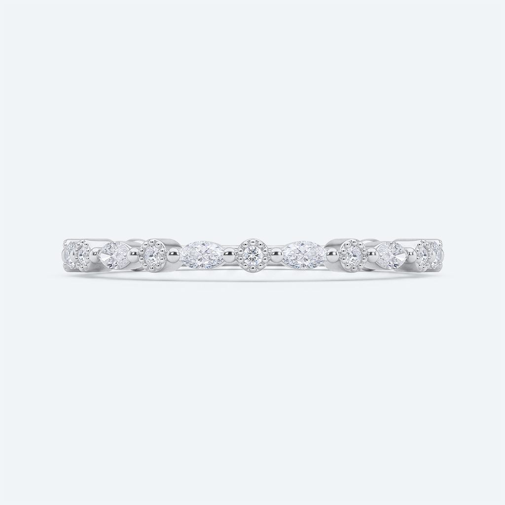 Vintage Lab Diamond Wedding Band Milgrain Stacking Rings