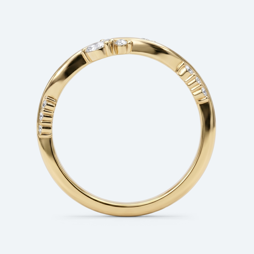 Lab Diamond Wave Rings Wave-Shaped Stacking Wedding Band