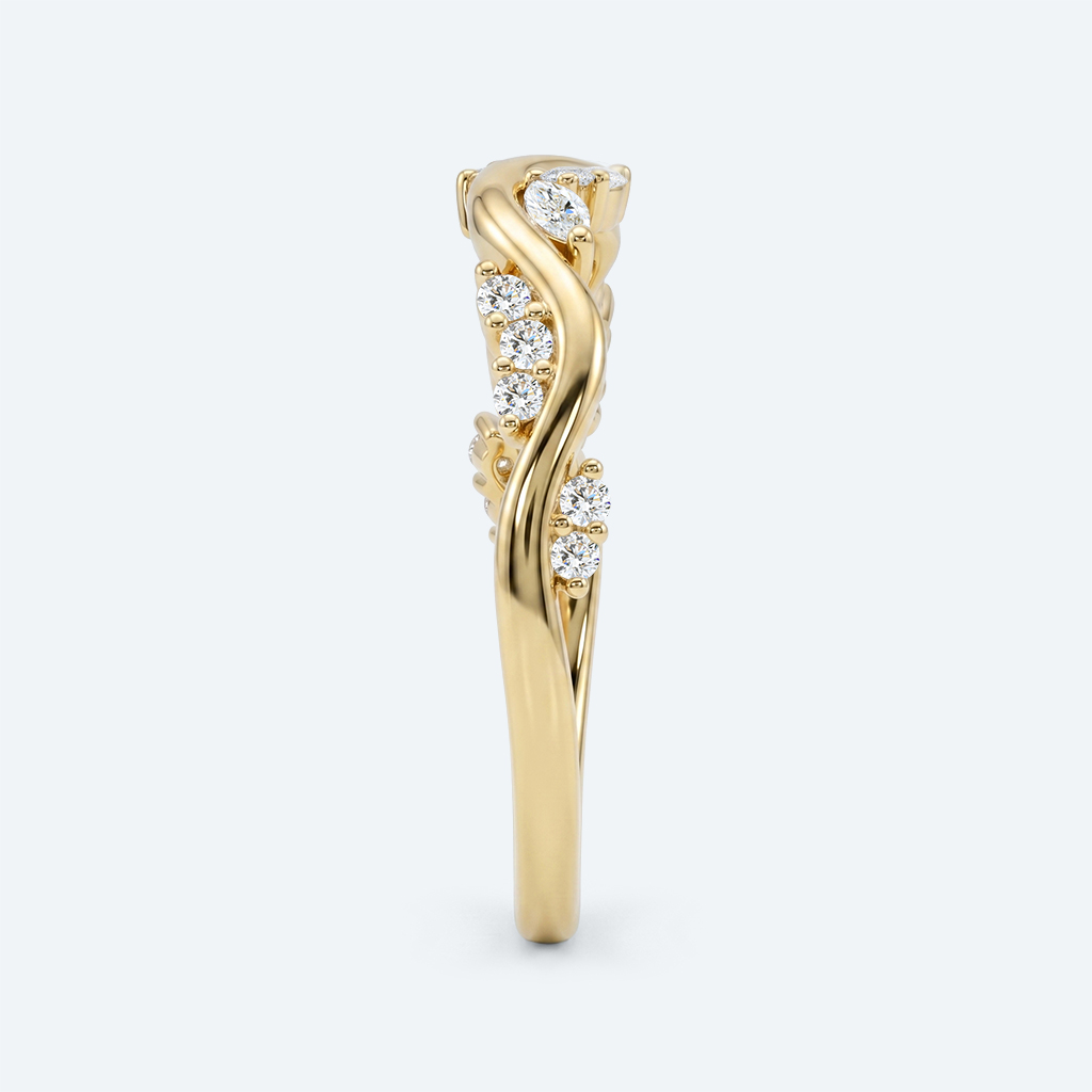 Lab Diamond Wave Rings Wave-Shaped Stacking Wedding Band