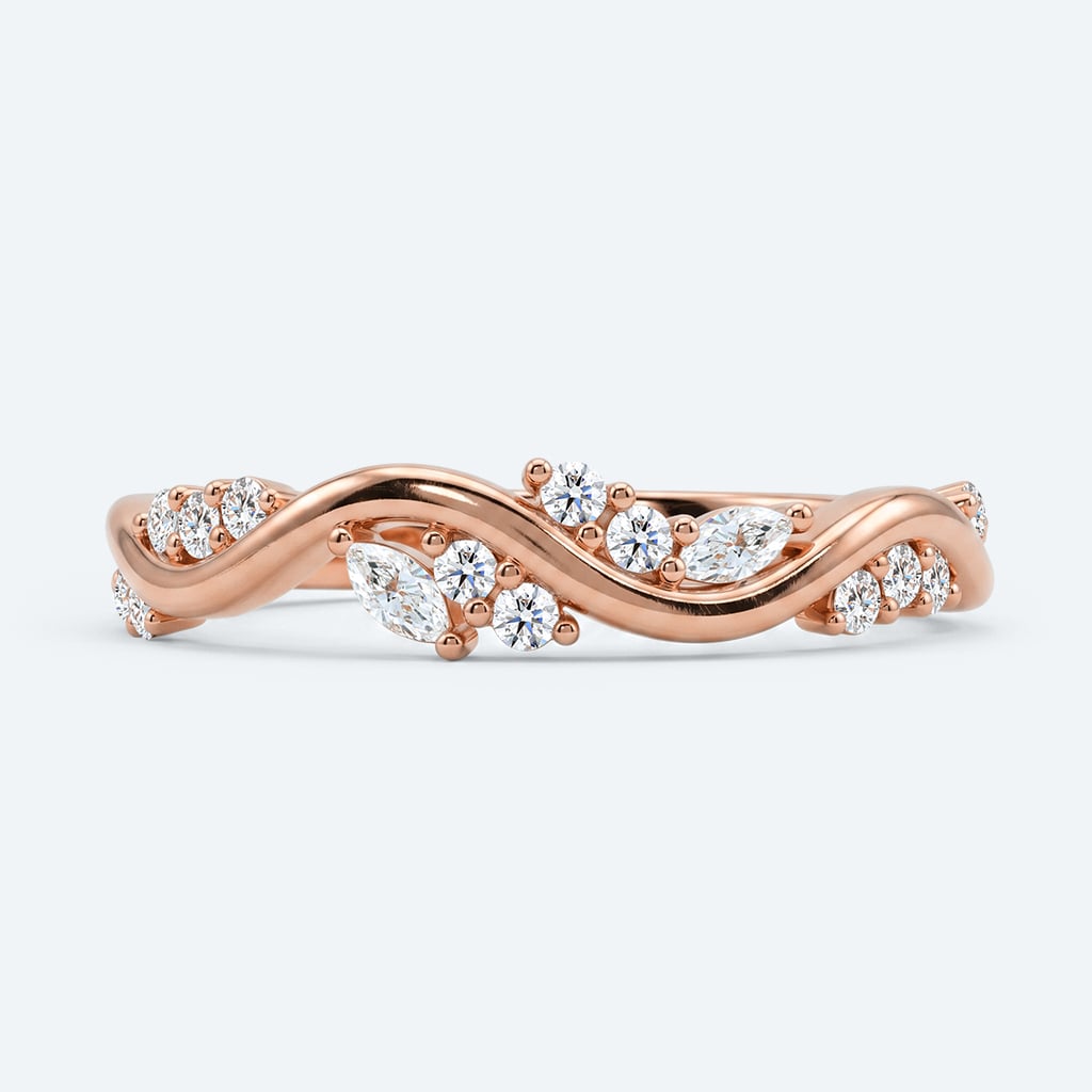 Lab Diamond Wave Rings Wave-Shaped Stacking Wedding Band