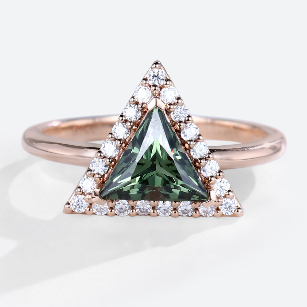 Ring Green Sapphire Wedding Band for Halo Ring Triangle Cut