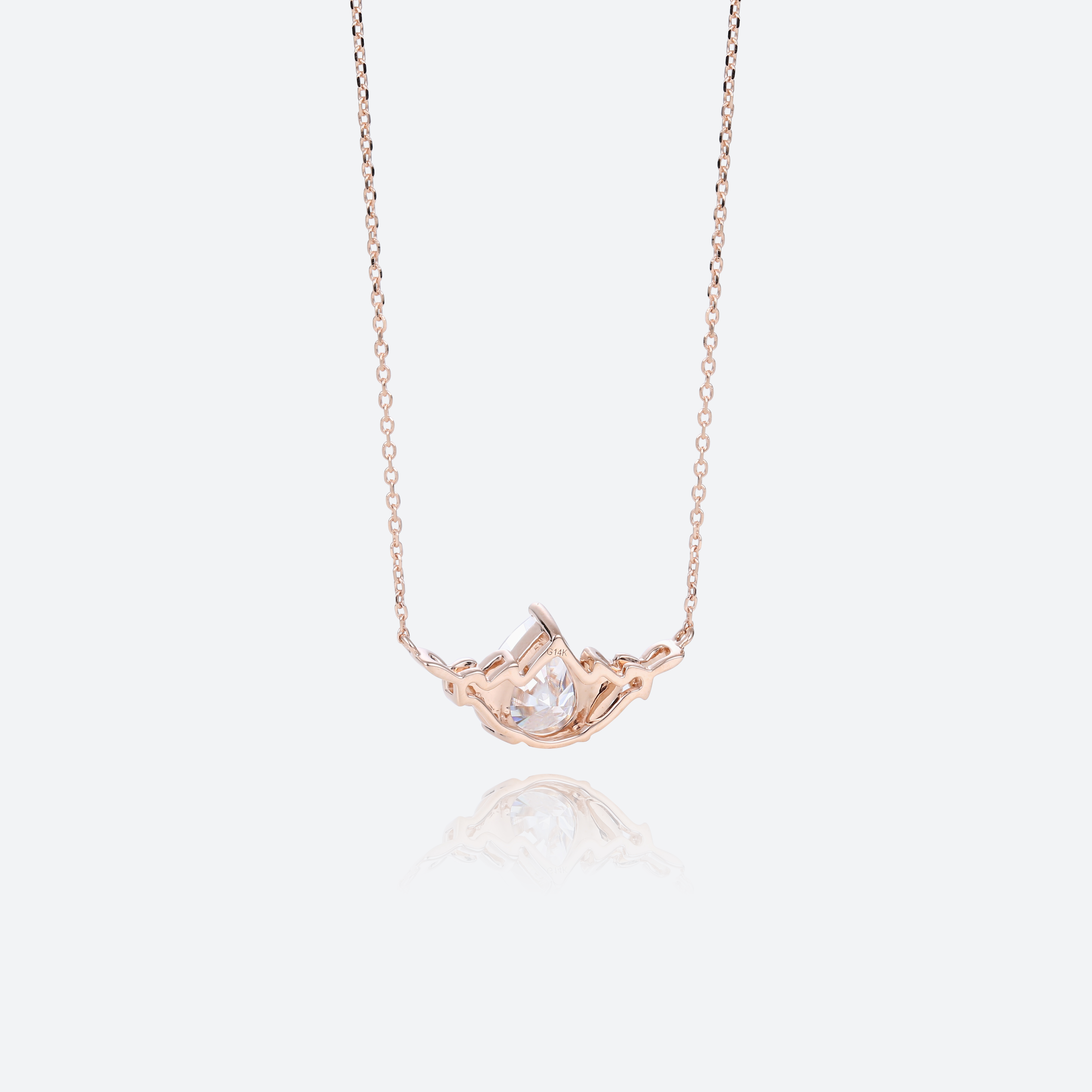 Vintage Olive Leaves Pendant Necklace Pear Shaped Lab Diamond Necklace With Emerald Accented (3)