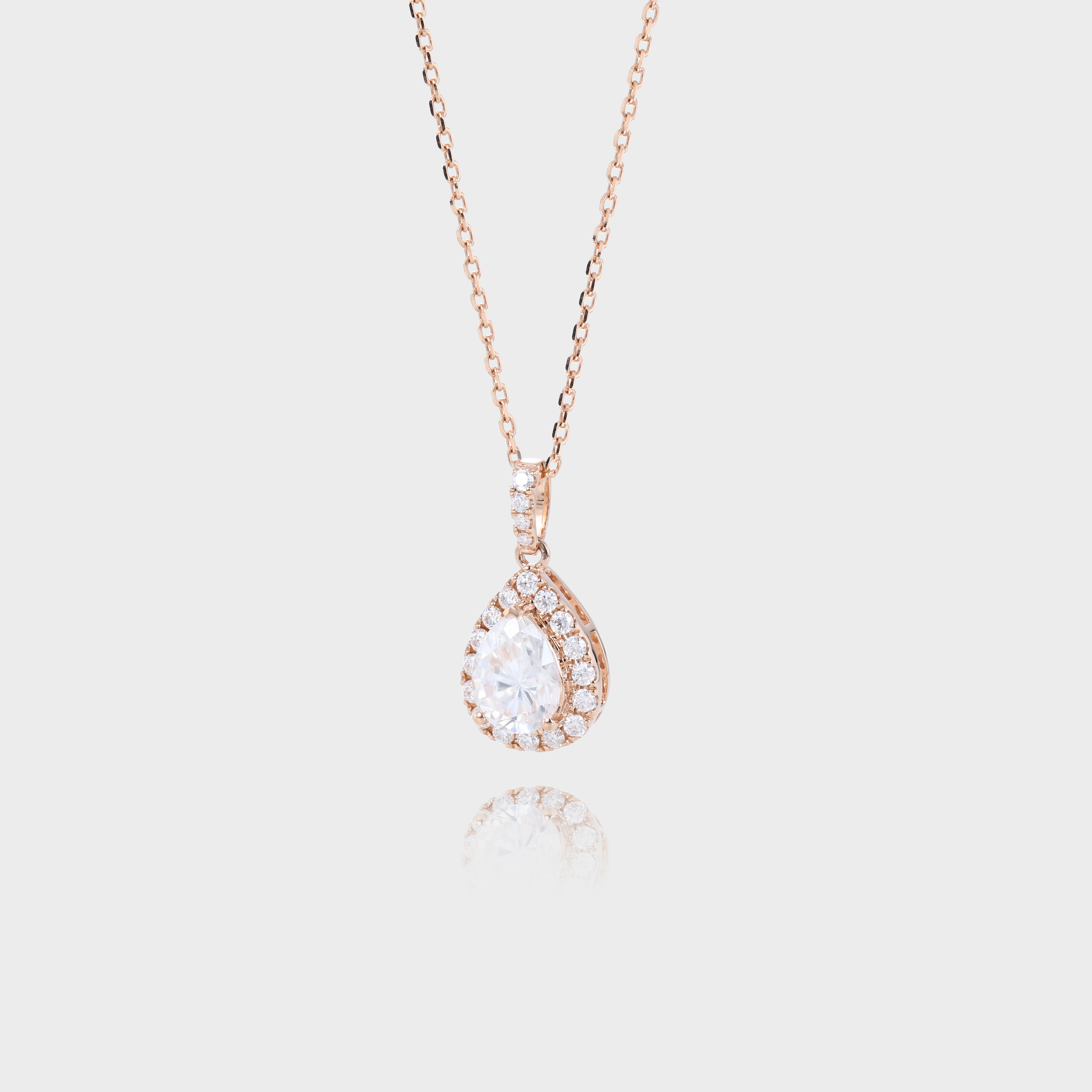 Vintage Pear Cut Lab Diamond Halo Pendant Necklace Gift For Women (2)