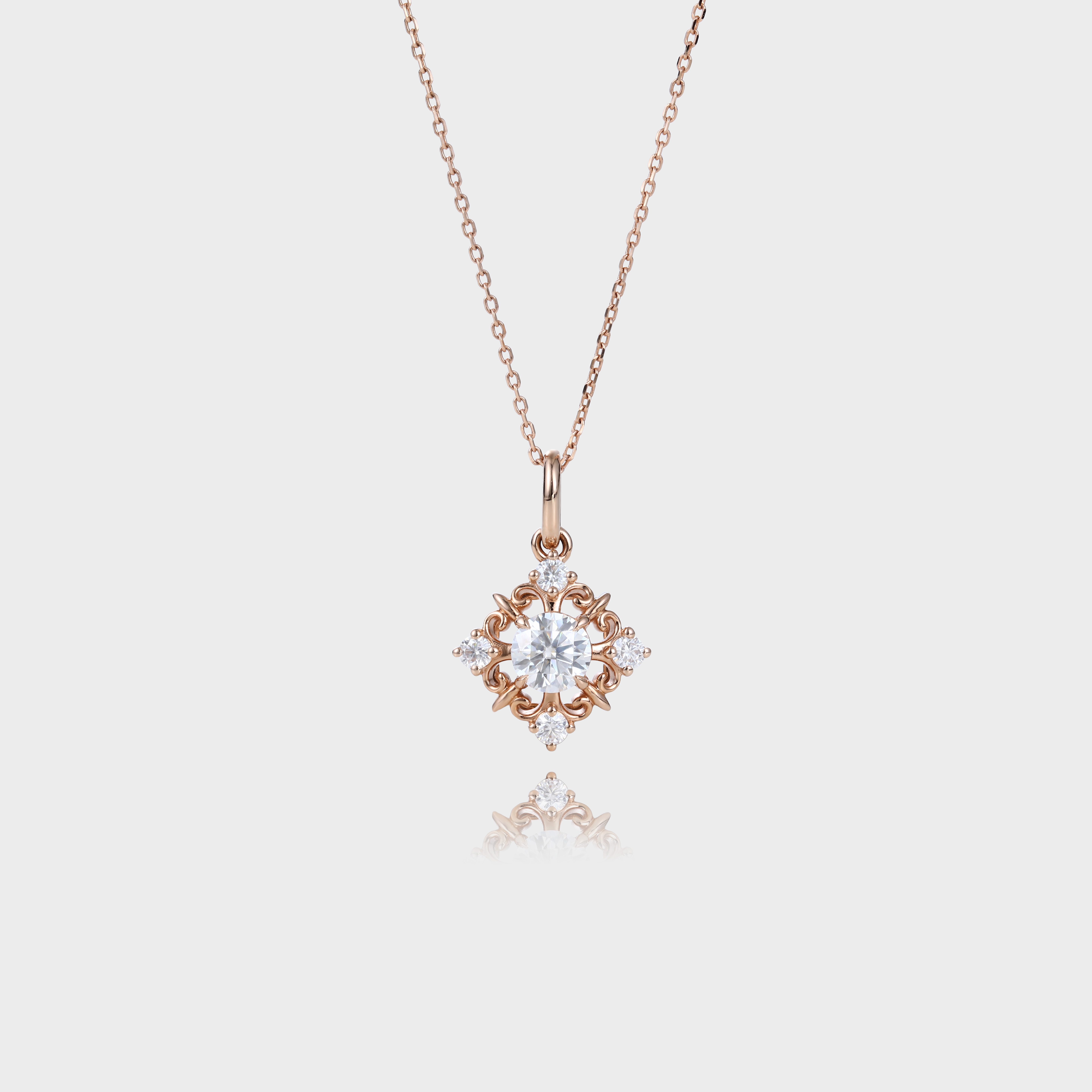 Vintage Round Cut Lab Diamond Necklace Filigree Pendant Necklace (2)
