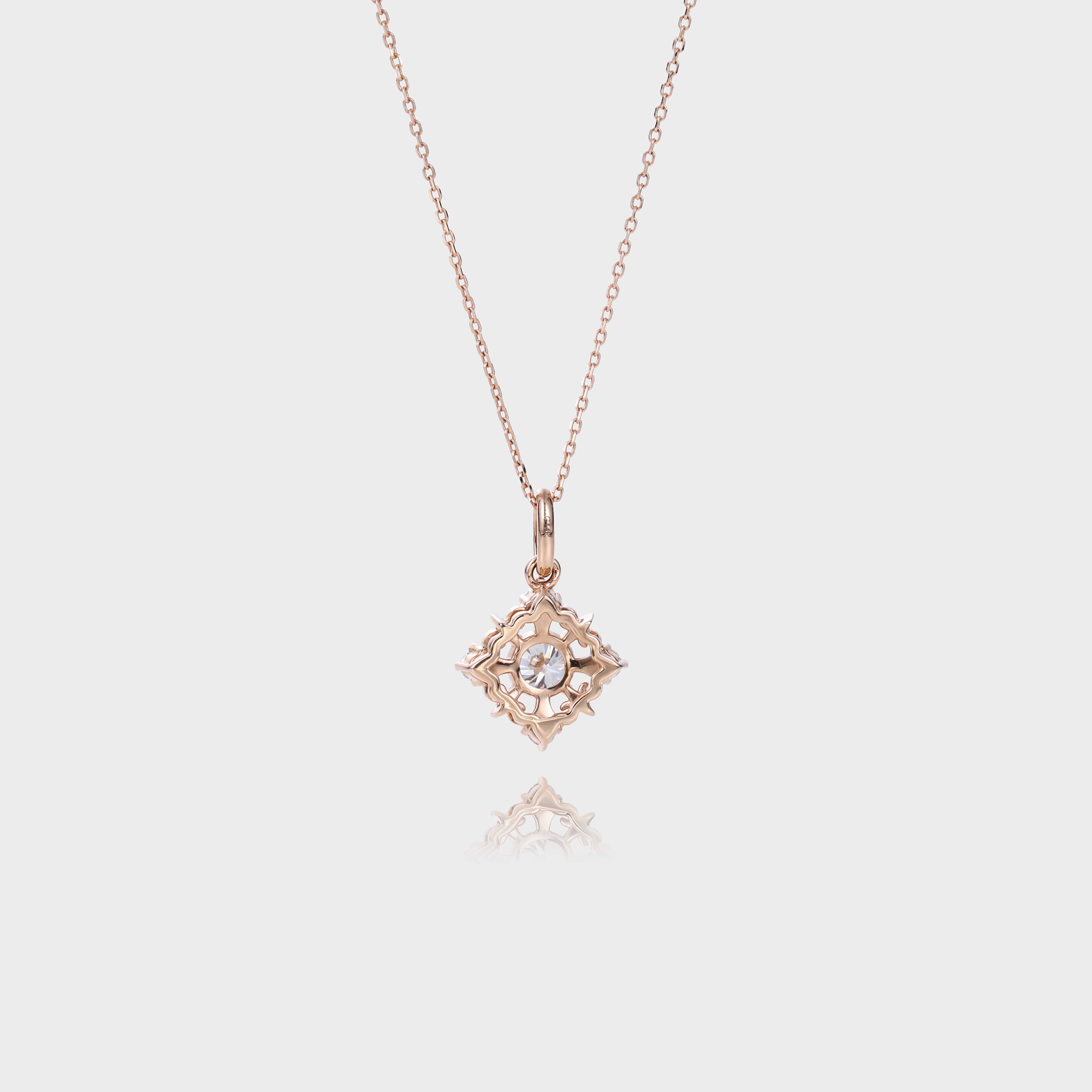 Vintage Round Cut Lab Diamond Necklace Filigree Pendant Necklace (3)