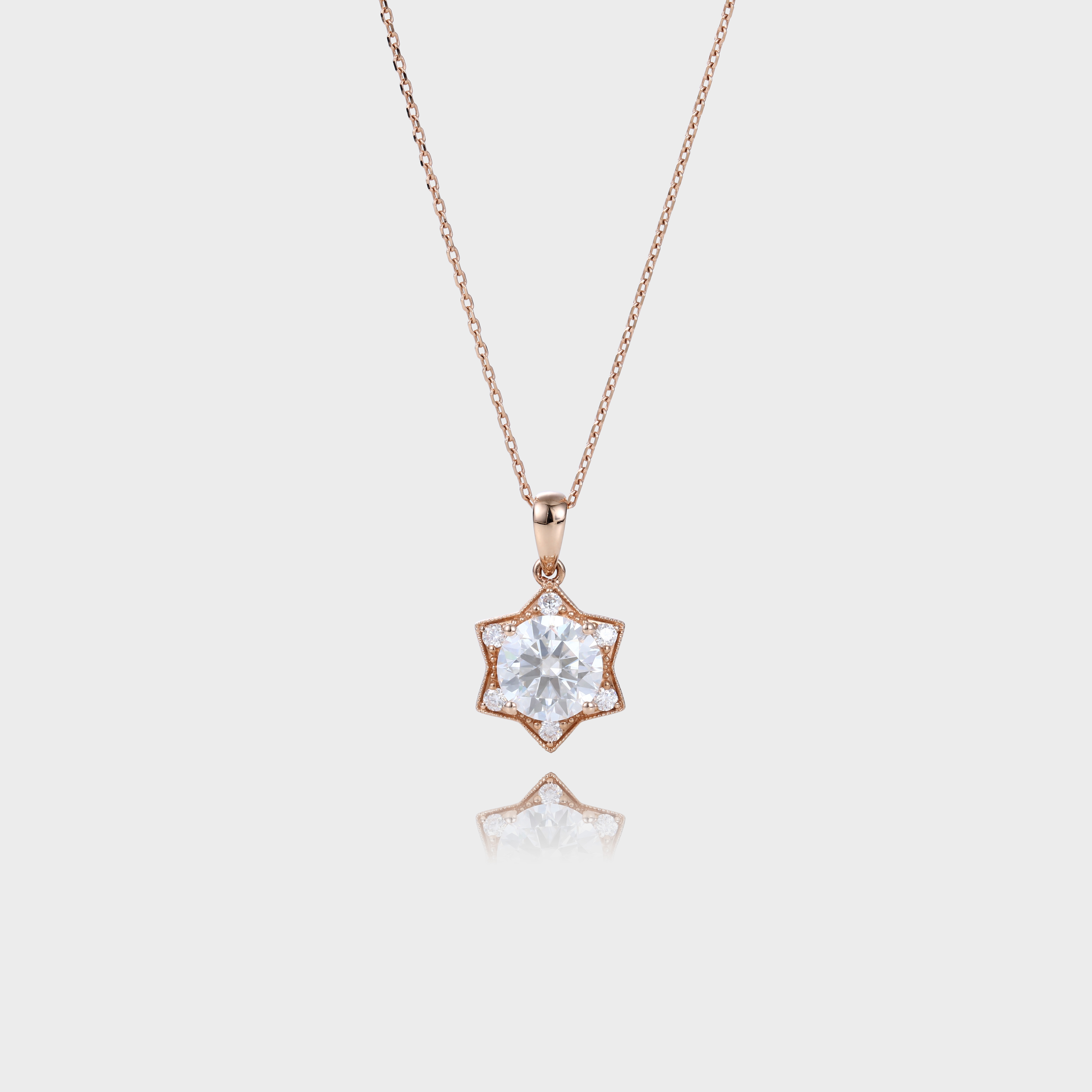 Vintage Round Cut Lab Diamond Necklace Star of David Pendant Necklace