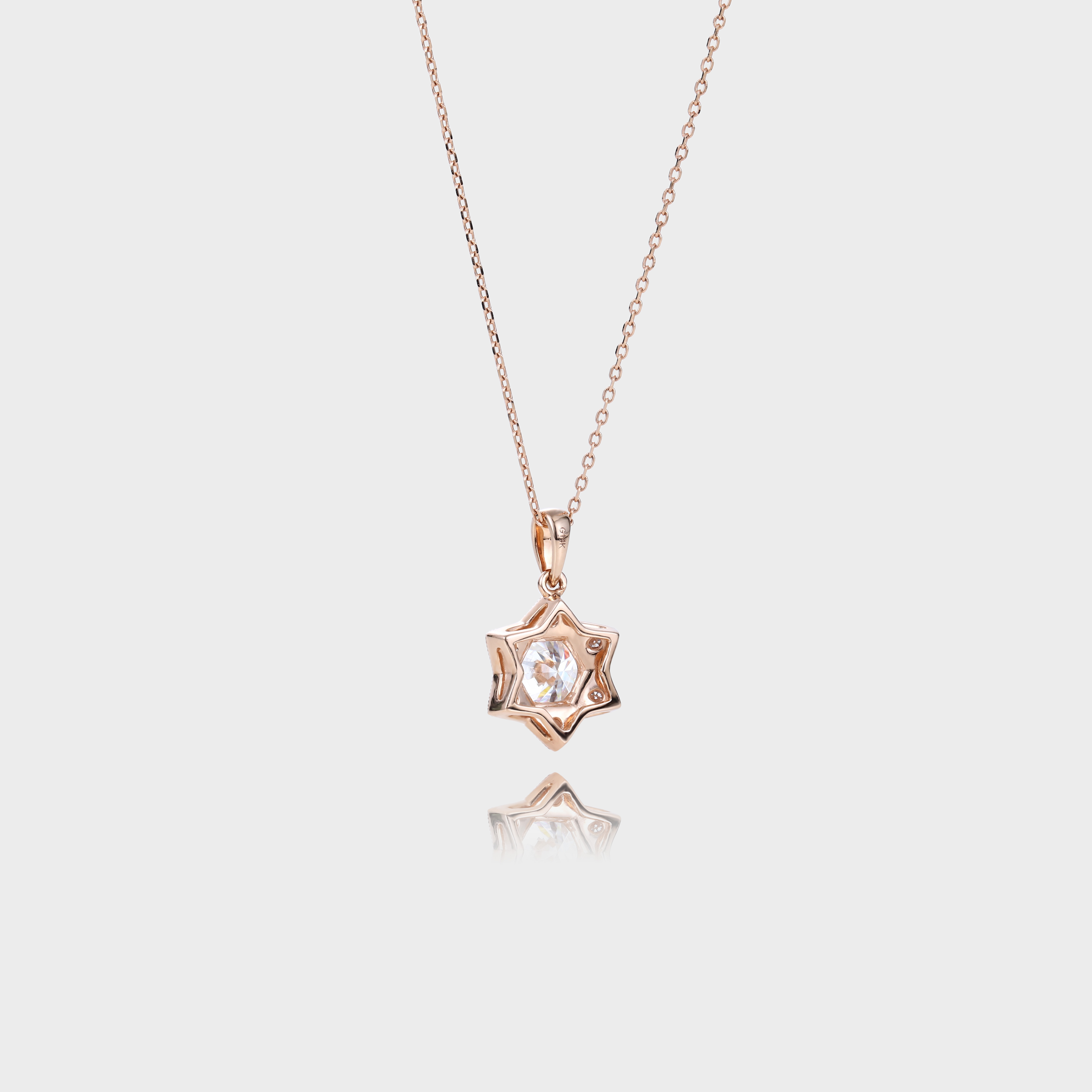 Vintage Round Cut Lab Diamond Necklace Star of David Pendant Necklace