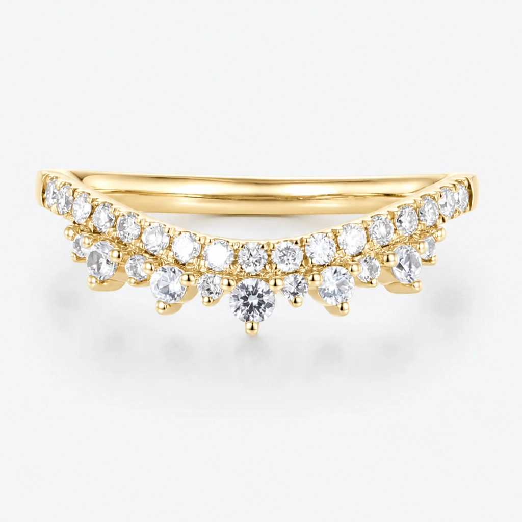 0.29ctw Round Cut Lab Grown Diamond Curved Stackable Wedding Band in White Gold