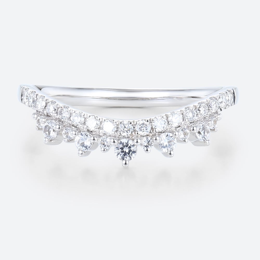 0.29ct Lab Diamond Rings White Sapphire Curved Wedding Band
