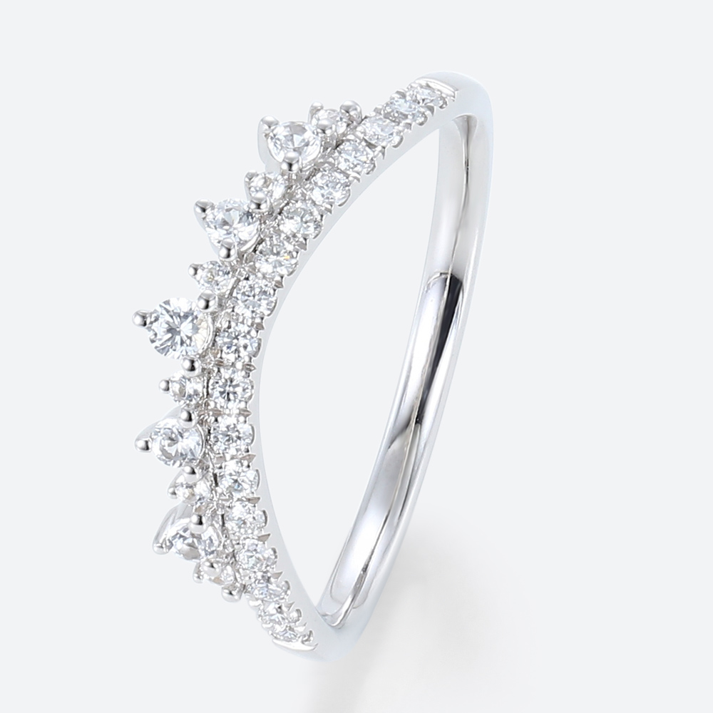 0.29ct Lab Diamond Rings White Sapphire Curved Wedding Band