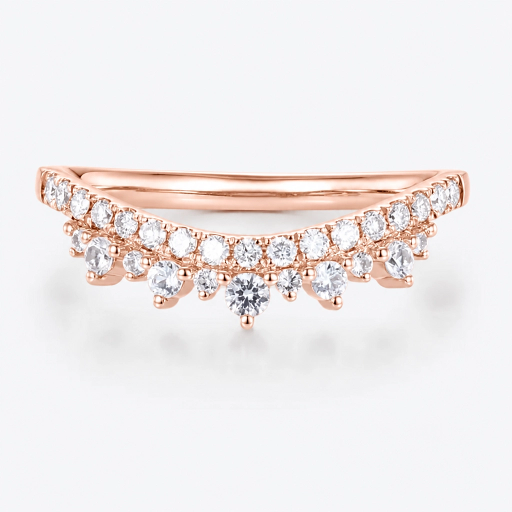 0.29ctw Round Cut Lab Grown Diamond Curved Stackable Wedding Band in White Gold