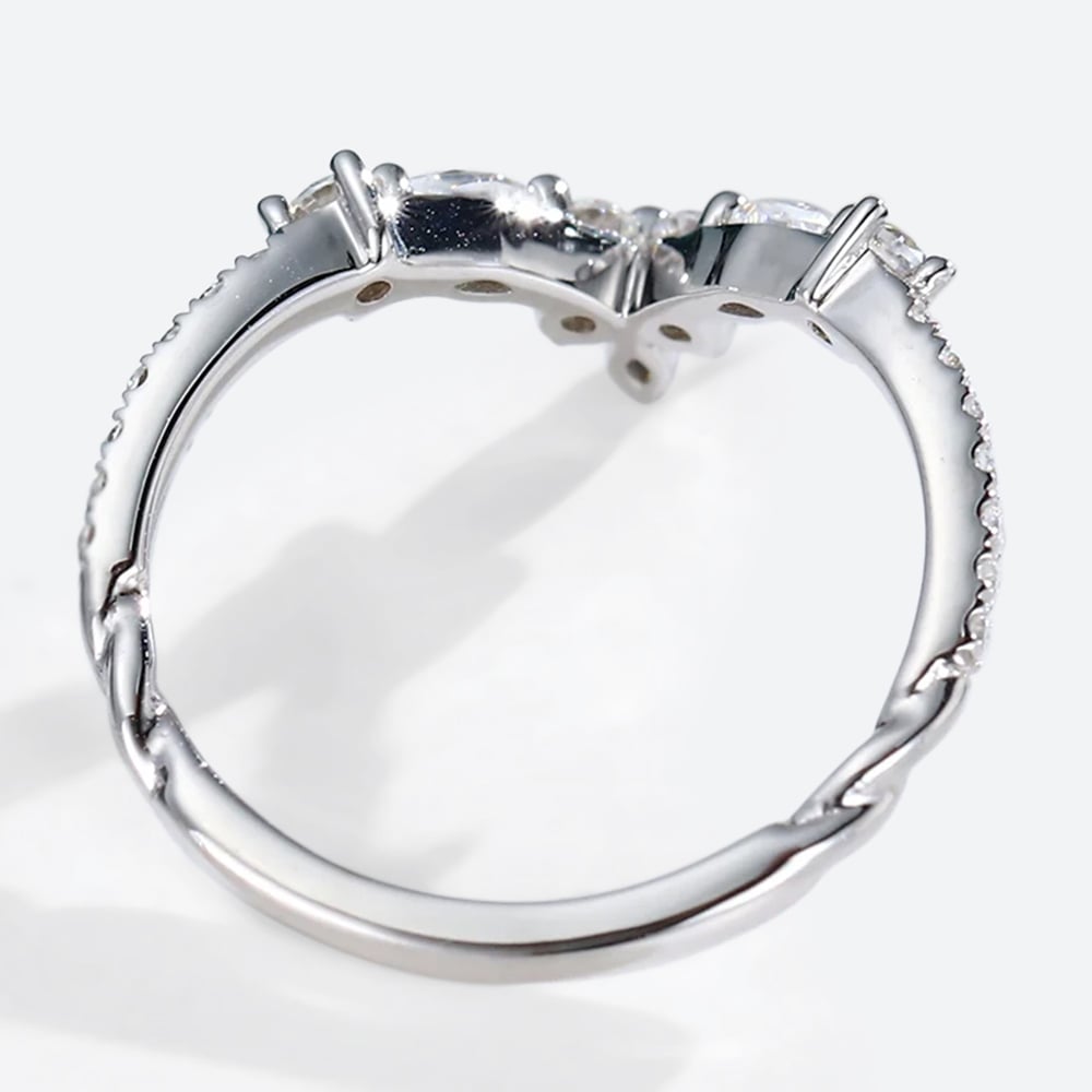 White Gold Stackable Rings Marquise Cut Moissanite Engagement Ring