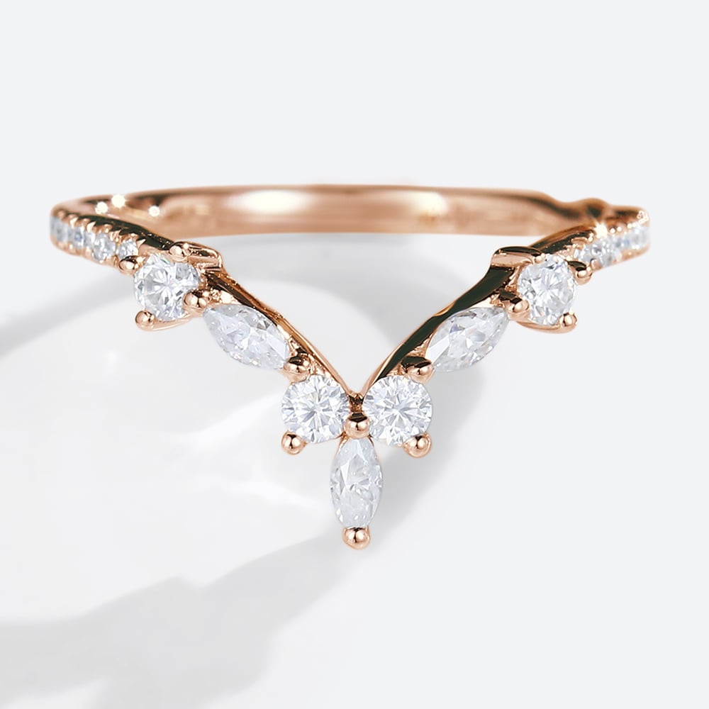 White Gold Stackable Rings Marquise Cut Moissanite Engagement Ring