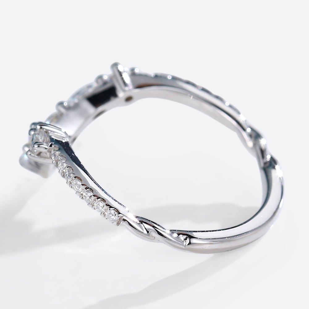 White Gold Stackable Rings Marquise Cut Moissanite Engagement Ring