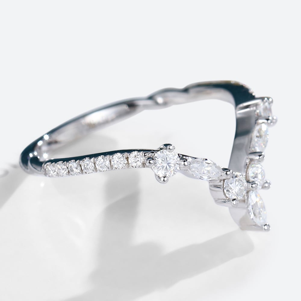 White Gold Stackable Rings Marquise Cut Moissanite Engagement Ring