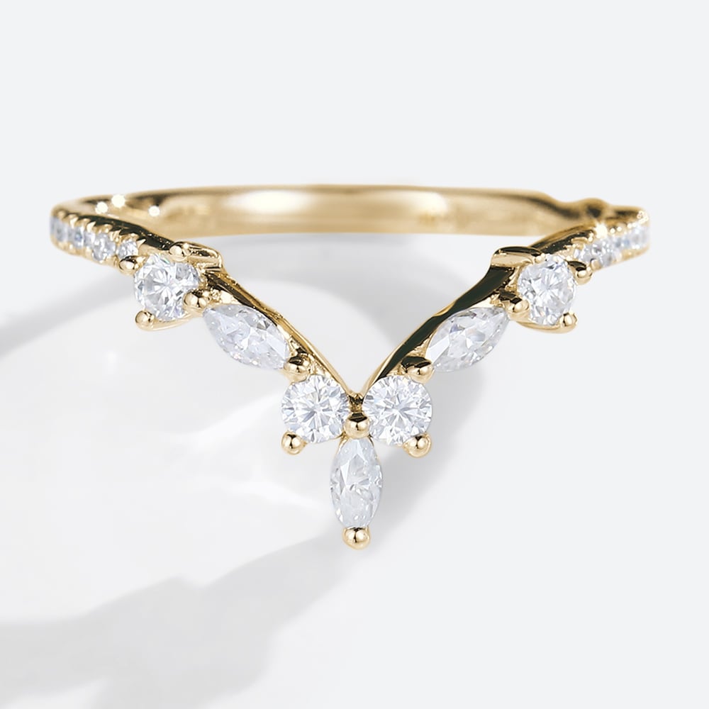 White Gold Stackable Rings Marquise Cut Moissanite Engagement Ring