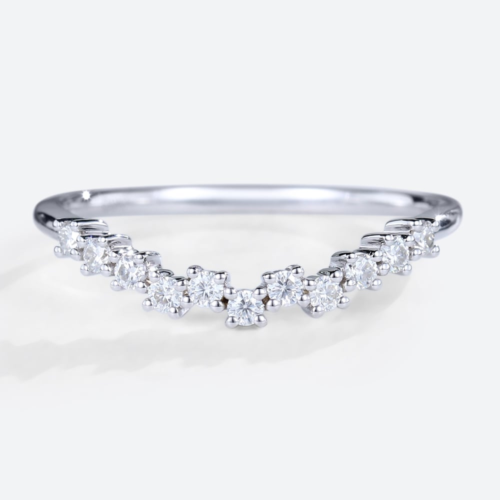 Round Curved Wedding Bands 0.22ct Lab Diamond Ring in White Gold