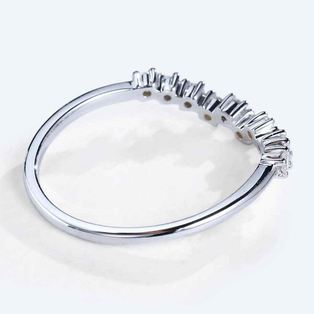 Round Curved Wedding Bands 0.22ct Lab Diamond Ring in White Gold