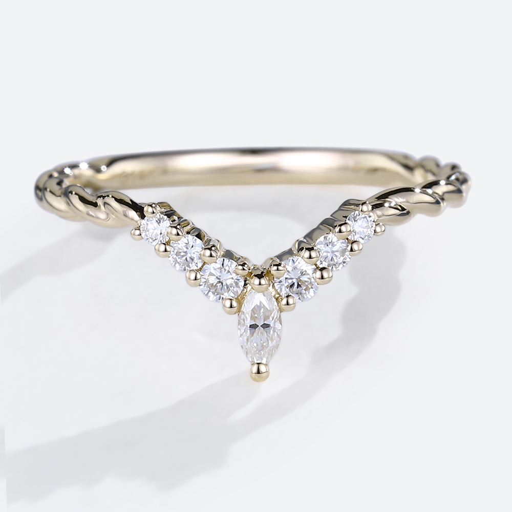 Twist Engagement Rings 14k Gold Moissanite Ring Gold Stack Ring