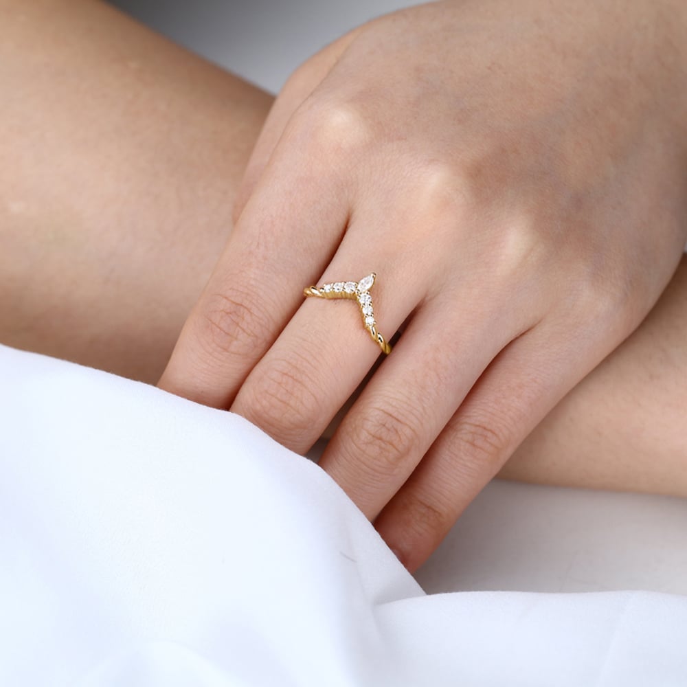 Twist Engagement Rings 14k Gold Moissanite Ring Gold Stack Ring