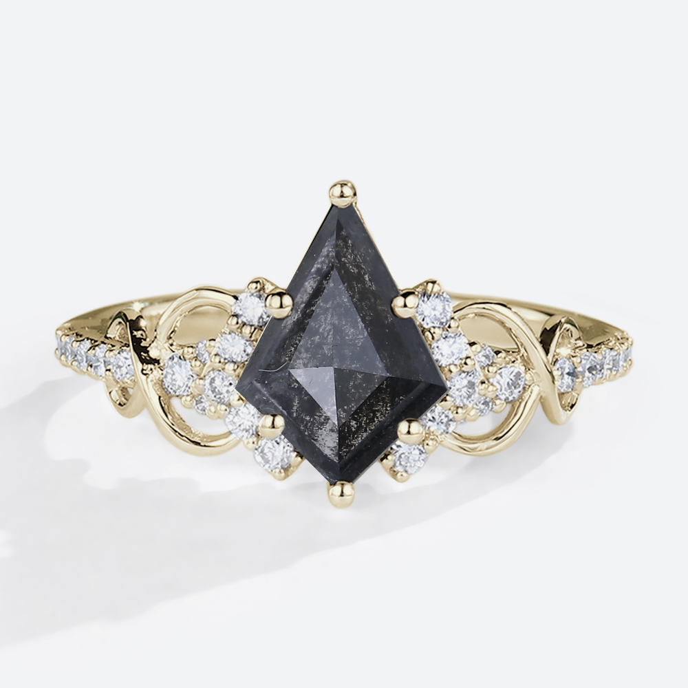 Engagement Rings Gold Kite Salt and Pepper Diamond Ring